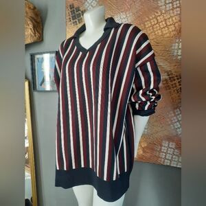 Zara Nwt Striped V-Neck Sweater